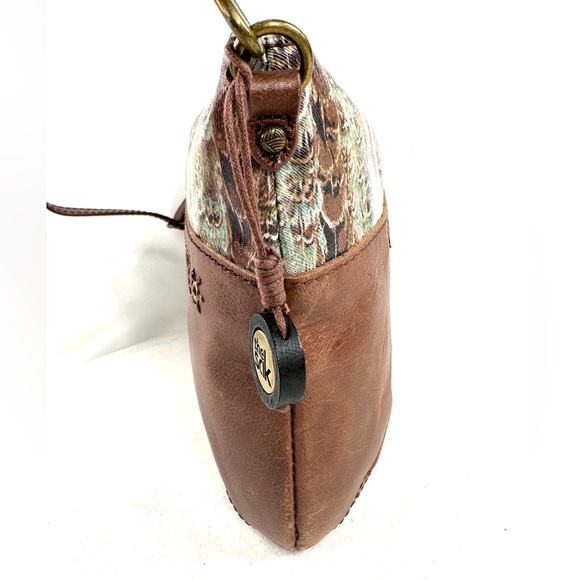 The Sak Brown Leather Green Gray Random Print Small Crossbody Bag Purse Bronze - Picture 5 of 10